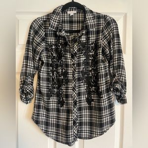 Westport size small black and white plaid button down